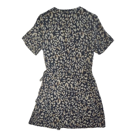 H&M Leopard Animal Print Wrap Mini Dress Size S Small A-line Wrap - Picture 8 of 8